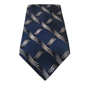 BOTTEGA VENETA Navy Silver Designer Necktie Made In Italy Luxury Tie 3.75"x56"